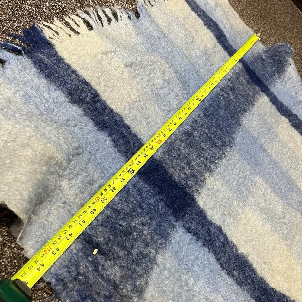 Vintage 1960s‎ Craig-Na-Creidhe Blanket Blue Plaid Mohair Wool Scotland AA12